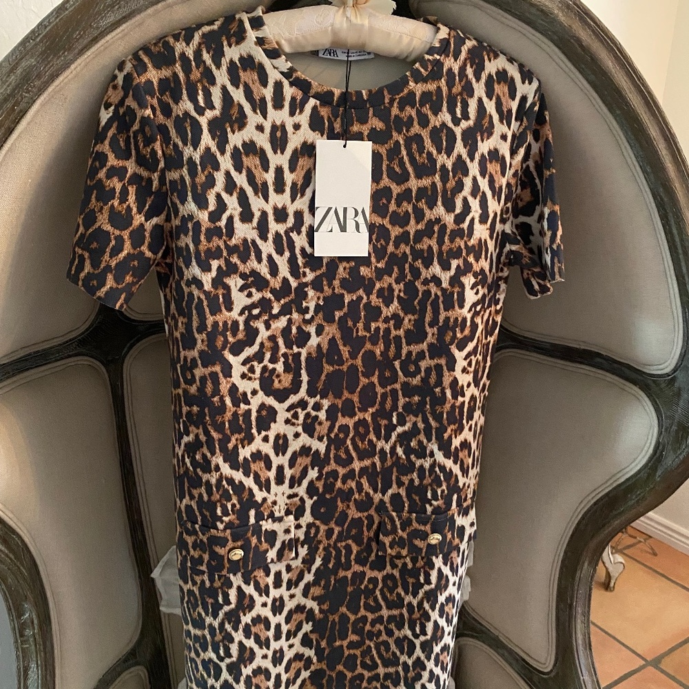Zara Leopard Tunic Dress NWT XS 0 2 4